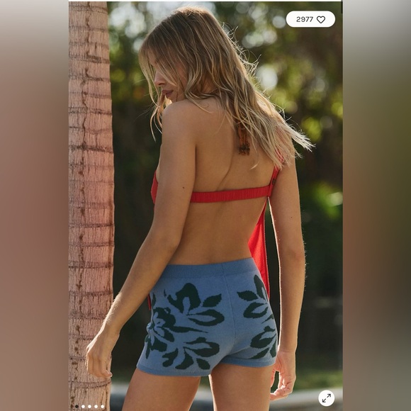 Free People  Kaia Swit Shorts Knit Shorts - Blue and Green NWT cute - Picture 2 of 4